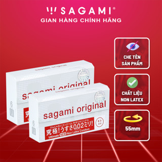 Combo 2 hộp bao cao su Sagami 002 siêu mỏng non latex hộp 6 chiếc