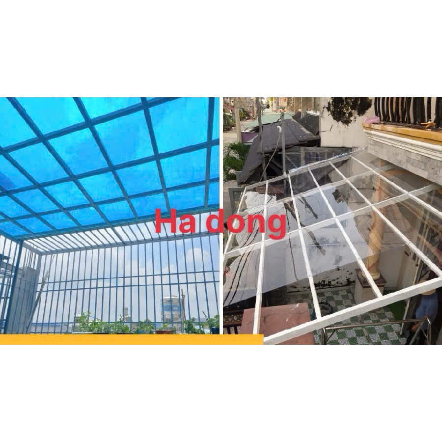 TRONG SUỐT ( Khổ cao 1m22 x dài 1m, dày 8 zem)Tấm tôn nhựa lấy sáng phẳng poly màu trong suốt