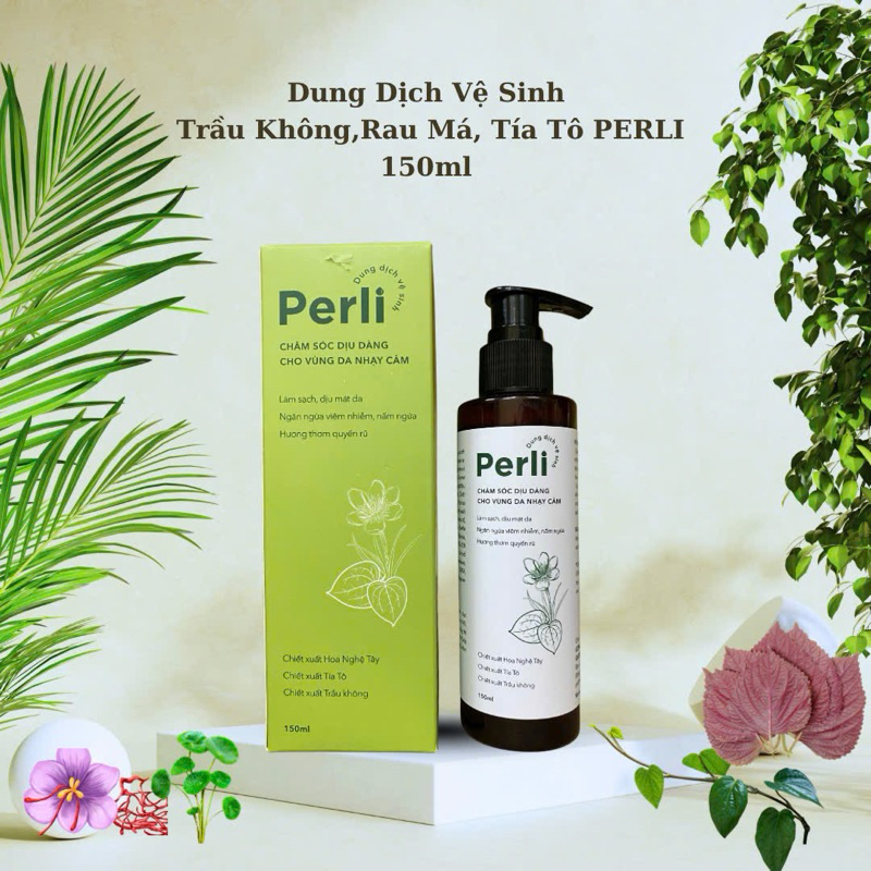 Dung dịch vệ sinh thảo mộc từ trầu không, tía tô, rau má Perli 150ml.