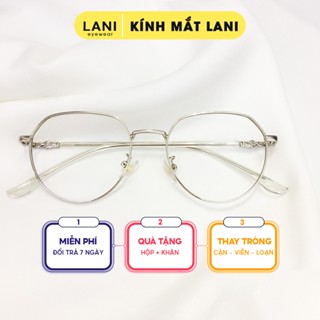 Gọng kính ( có tròng cận luôn) nam nữ LANI kim loại đa giác họa tiết 61035