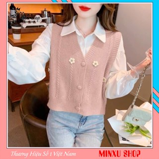  Áo Gile Len Nữ HOA NỔI Sóng Vặn Thừng Nhẹ Nhàng Trẻ Trung Hàng QC Minxu Shop GL26K 