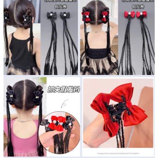 Kẹp tóc giả nơ ngọc tóc tết màu đen mẫu mới dễ thương cho bé