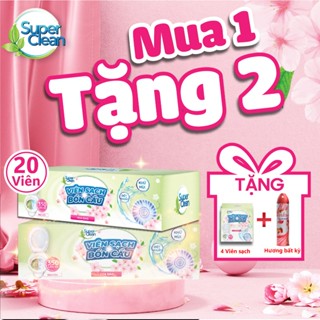 Combo 20 Viên Sạch Bồn Cầu Super Clean - Tặng thêm 4 Viên Sạch Bồn Cầu Super Clean Và 1 Xịt Thơm Phòng Forlove - Mps