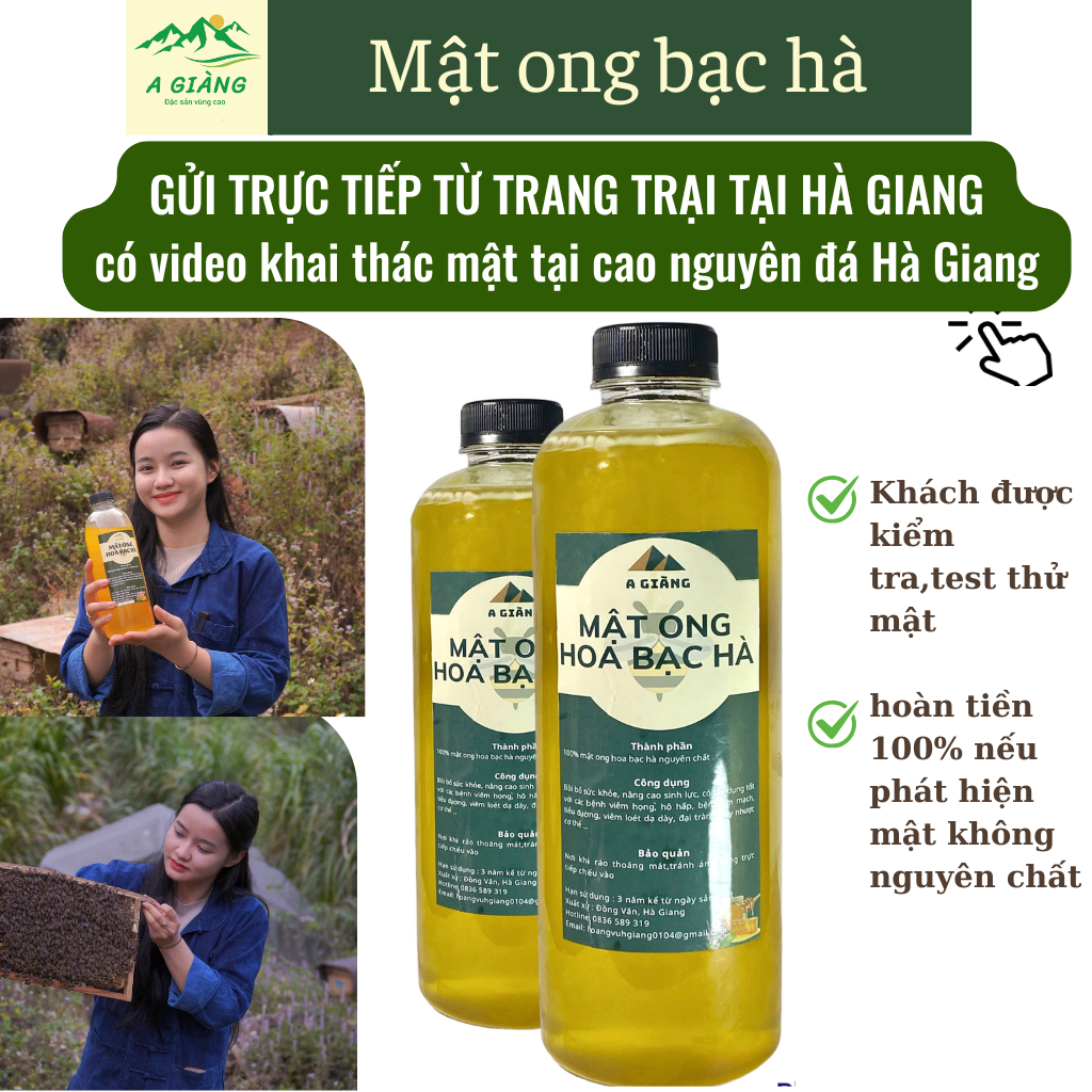 Mật ong bạc hà nguyên chất Hà Giang, mật ong hoa bạc hà nguyên chất Hà Giang