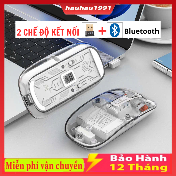 Chuột Không Dây A2 / M100 Trong Suốt Chuột Bluetooth Không Dây Dùng Pin Sạc, Click Không Gây Tiếng Ồ