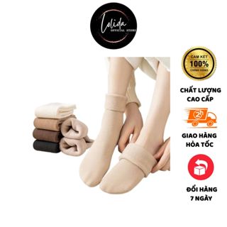 Tất Vỡ Nữ - Set 5 Đôi Tất Vớ Cotton Lót Lông Nỉ Giữ Nhiệt Cao Cổ Siêu Ấm Màu Pastel Mẫu T138