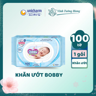 Khăn Giấy Ướt Bobby Không Mùi 100 Miếng Cho Bé Vải Không Dệt
