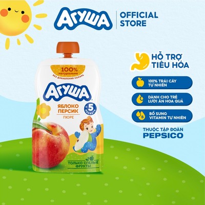 Trái cây nghiền vị táo và đào Agusha 90g dành cho bé từ 5 tháng trở lên