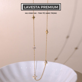 Dây chuyền bạc nữ mạ vàng 14K cao cấp LAVESTA LAV105 Ceri clover thiết kế cỏ 4 lá tinh tế, quyến rũ