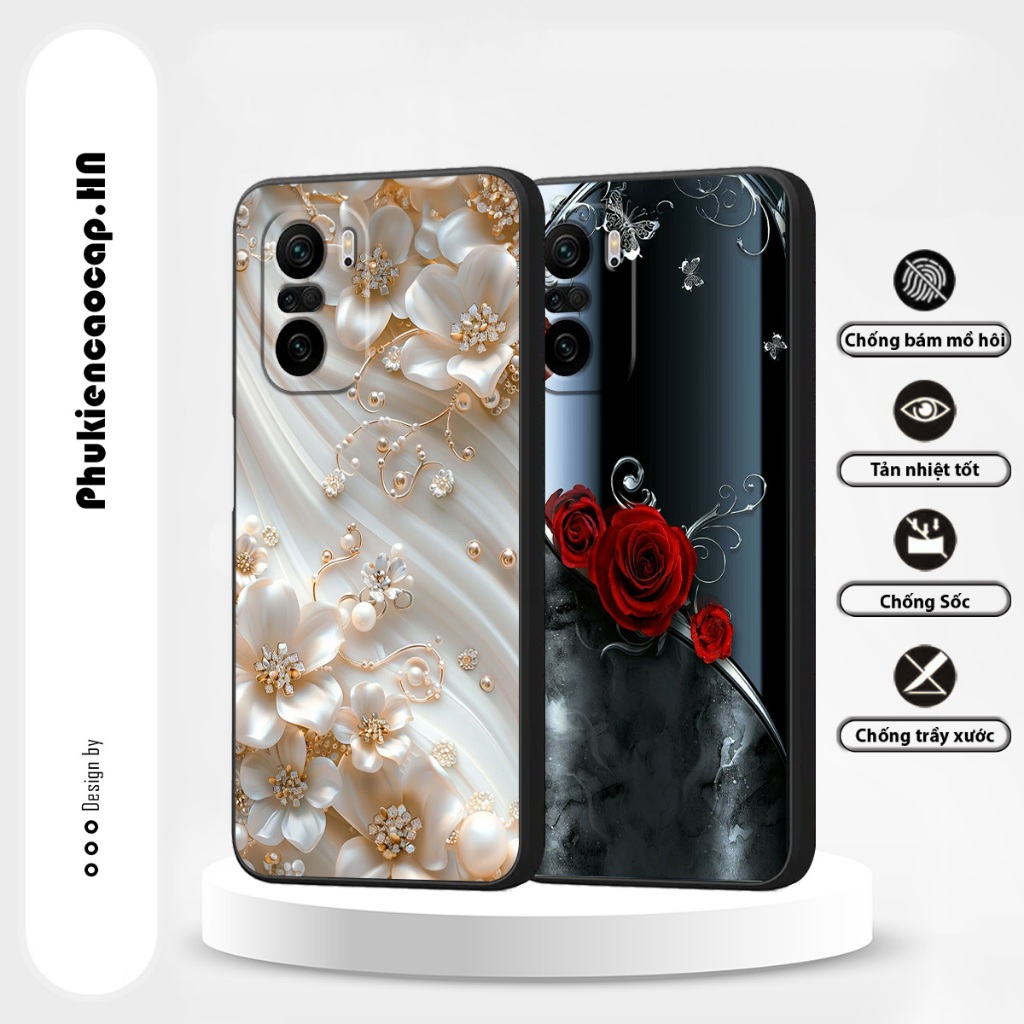 Ốp lưng Xiaomi Redmi K40 / K40 Pro / K40 Gaming - Ốp TPU in hình Hoa hồng, Pha lê thể thao, năng độn