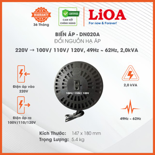 Biến Áp Đổi Nguồn LiOA mã DN020A 0.6KA-2,0kVA 2000VA. Điện Áp Vào 220V Điện Áp Ra 100V, 120V