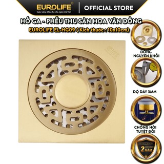 Phễu thu sàn - thoát sàn chống hôi đồng hoa văn, 10cm x 10cm eurolife el-hg09