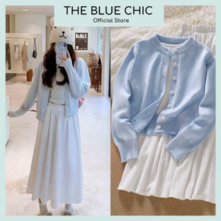 Set Áo Len Nữ Riria Màu Xanh Pastel Nhẹ Nhàng Cùng Chân Váy Trắng Thanh Lịch, Chất Len Lông Thỏ Bluechic