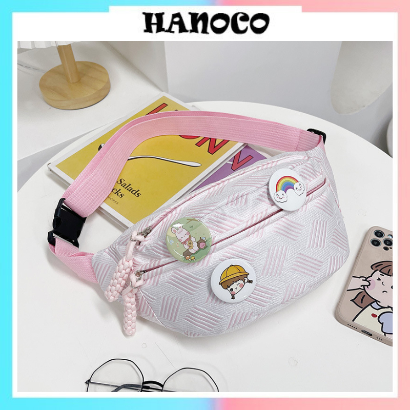 Túi đeo chéo nữ túi bao tử đeo hông vải canvas thời trang Hàn Quốc đi chơi nhiều ngăn dễ thương đẹp giá rẻ HYTACO