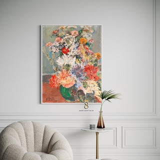 Tranh In Canvas | Bó Hoa Mùa Hè | Tranh Danh hoạ 1FVSTIL009 | Tranh Đã Căng Khung | Tặng Kèm Đinh Treo 78Decor