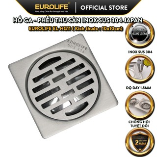 Phễu thu sàn - thoát sàn chống hôi inox sus 304 nhật bản, 10cmx10cm eurolife el-hg11