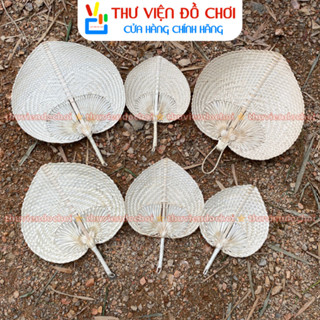  Quạt lá đề màu tự nhiên trang trí Quạt tre màu mộc tự nhiên - Thư Viện Đồ Chơi 