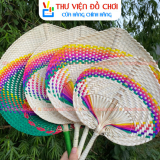  Quạt tre decor Quạt lá đề 7 màu cầu vồng để trang trí - Thư Viện Đồ Chơi 