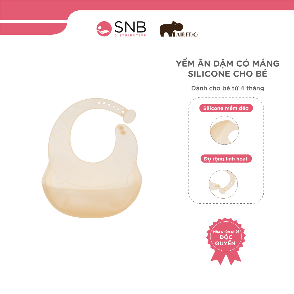 Yếm ăn dặm có máng silicone cho bé Aibedo (Yellow)