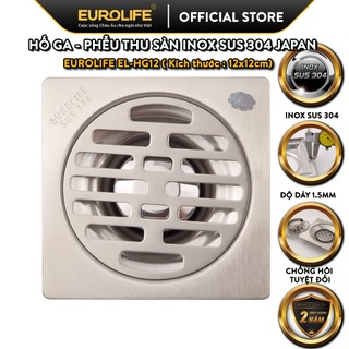 Phễu thu sàn - thoát sàn chống hôi inox sus 304 nhật bản, 12cmx12cm eurolife el-hg12