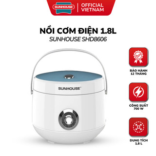 Nồi Cơm Điện SUNHOUSE SHD8606 - 1.8L, Lòng Chống Dính Whitford, Bảo Hành 12 Tháng