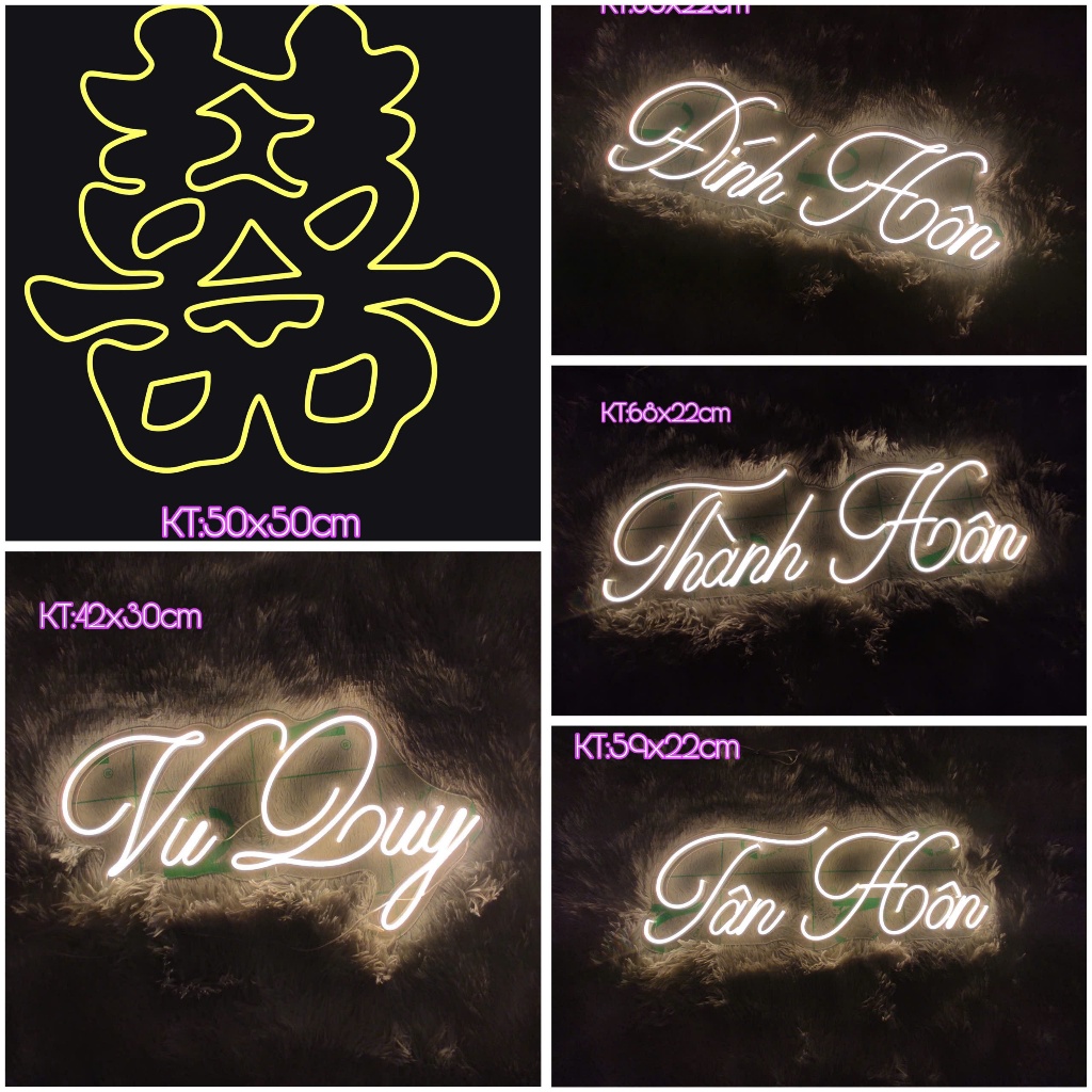 Đèn led neon chữ cưới.Chữ Đính Hôn.Tân Hôn.Vu Quy.Thành Hôn