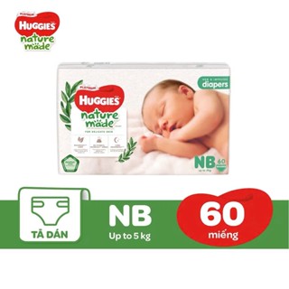 Combo 2 Tã/Bỉm DÁN Huggies Platinum Nature Made NB 60 MIẾNG