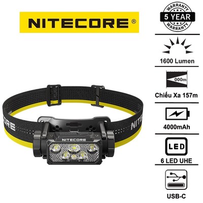 Đèn pin đội đầu Nitecore HC60 UHE sáng 1600 lumen chiếu xa 157m