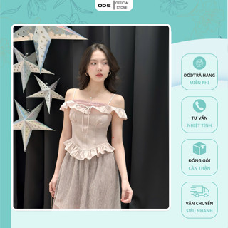 Chân váy A hồng ánh kim ODS thiết kế 3 lớp ngắn dài xoè tung xéo, lưng thun, lai phối voan lưới trẻ trung - EM2