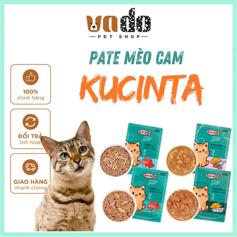 [Hoả tốc] Pate Kucinta cho mèo gói 80gr - Pate mèo cam Kucinta thơm ngon, dinh dưỡng, tiết kiệm