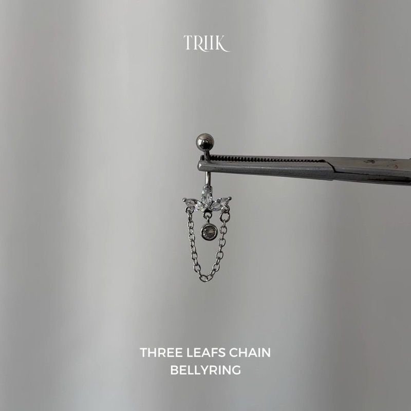 Khuyên rốn đá - THREE LEAFS W CHAIN BELLYRING