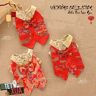 Áo Dài Cho Chó Mèo Bộ Sưu Tập Vỹ Tường 2024, Quần Áo Tết Cho Thú Cưng Thiết Kế Thời Trang Cao Cấp Hiha Pets TTT1
