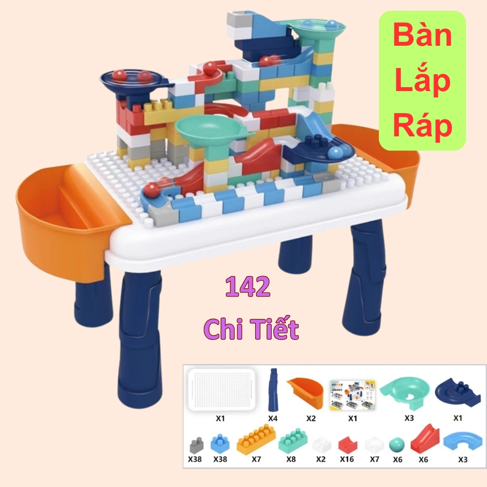 Bàn xếp hình lắp ghép 142 chi tiết cao cấp giúp bé tư duy logic phát triển trí não