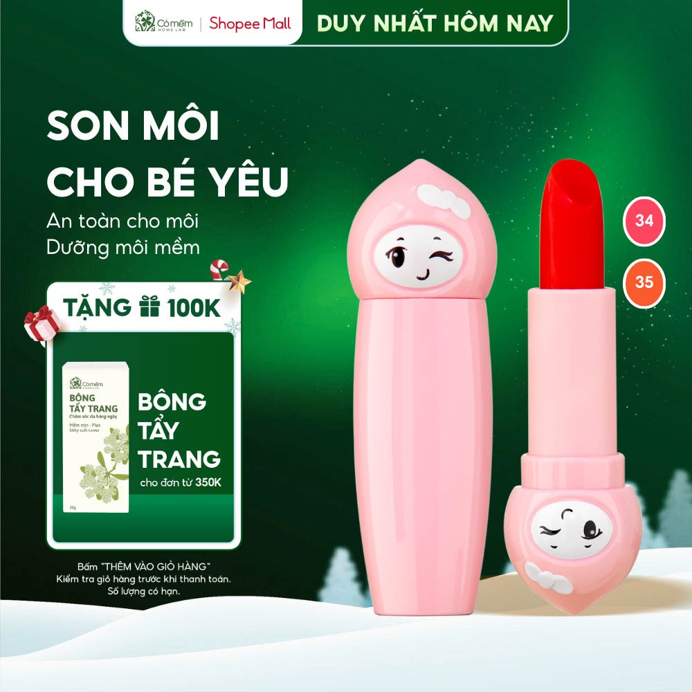 Son Môi Lụa Có Màu Cho Bé Búp Bê Cỏ Mềm Thiên Nhiên An Toàn 4G