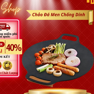 Chảo Đá Men Nhật Bản Thiết Kế Chống Dính Nướng Thịt BBQ Không Cần Dầu Tiện Lợi Sử Dụng