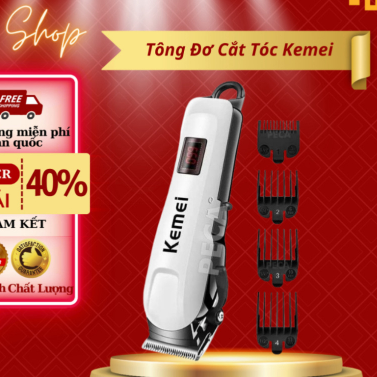 Tông Đơ Cắt Tóc Kemei 809A Thiết Kế Không Dây Sạc Điện Màn Hình Led Hàng Chính Hãng