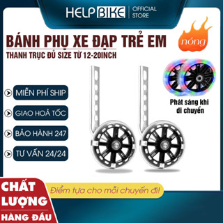Bánh phụ xe đạp trẻ em có đèn sáng, Bánh phụ xe đạp dành cho size 12 14 16 18 20icnh  BPTE