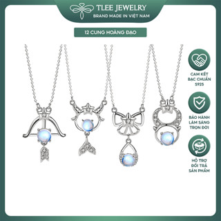 Dây chuyền bạc nữ TLEE vòng cổ 12 cung hoàng đạo đính đá moonstone đổi sắc lấp lánh TLEEJEWELRY D0257
