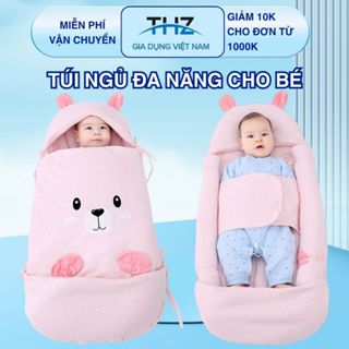 Túi Ngủ Đa Năng Cho Bé Sơ Sinh Mùa Đông, Nôi Ngủ Đa Năng, Màu Hồng Bông Dày Dặn Có Thể Tháo Rời