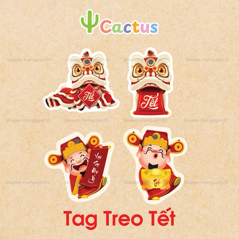 [ Size bé ] Set 50 tag treo tết, Tag tết in 1 mặt