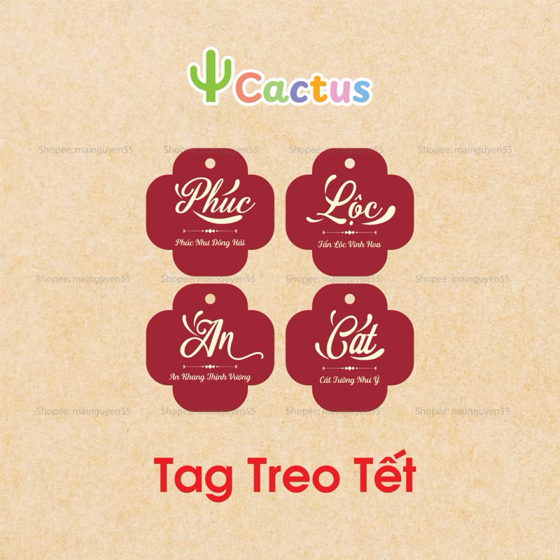 [ Size bé ] Set 50 tag treo tết, Tag tết in 1 mặt