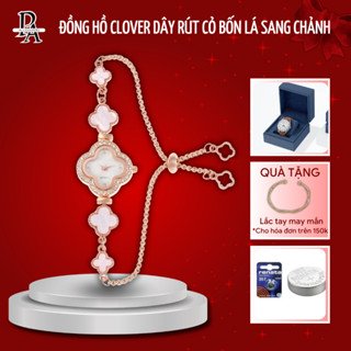 [🔥SẴN HÀNG🔥] Đồng hồ nữ cỏ bốn lá đính kim cương, đồng hồ nữ mặt nhỏ dây rút có thể điều chỉnh