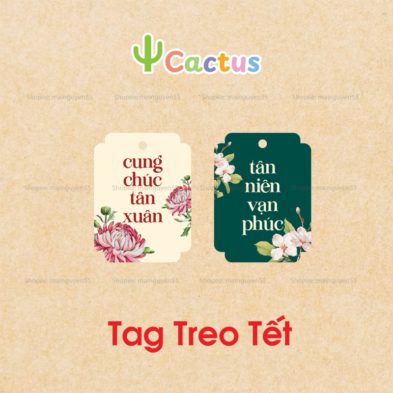 [ Size bé ] Set 50 tag treo tết, Tag tết in 1 mặt