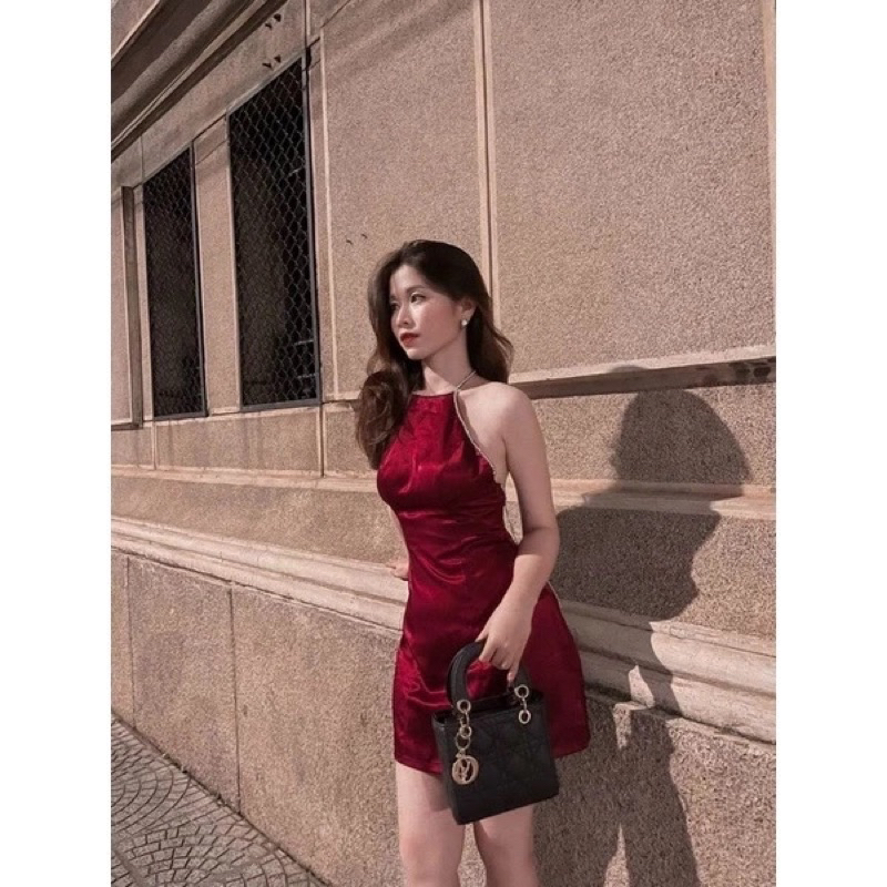 PASSnew99% Đầm Lụa dây đá hỡ lưng quyến rũ hàng 4xx