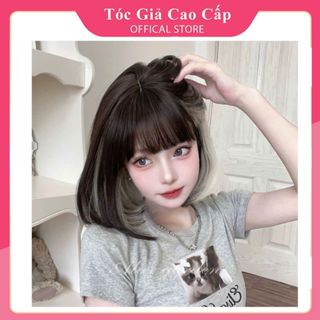 Tóc giả nữ nguyên đầu vic ngắn line xám, tặng kèm lưới trùm tóc giả, 334F