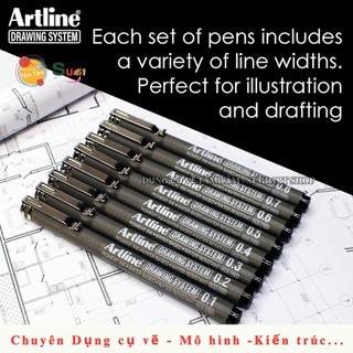 [ TÂM TÂM ] Bút Line Đi Nét Artline Drawing System mực đen - thích hợp vẽ manga, thiết kế đồ họa