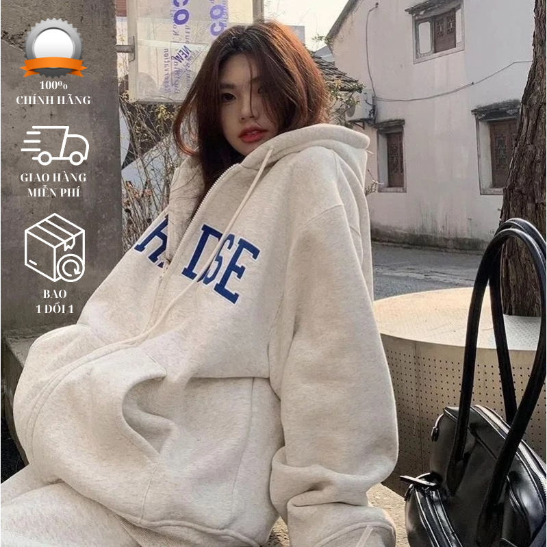 Áo hoodie zip form rộng họa tiết in PARADISE