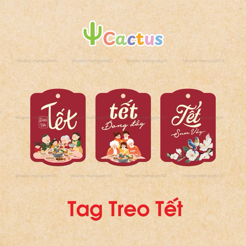 [ Size bé ] Set 50 tag treo tết, Tag tết in 1 mặt