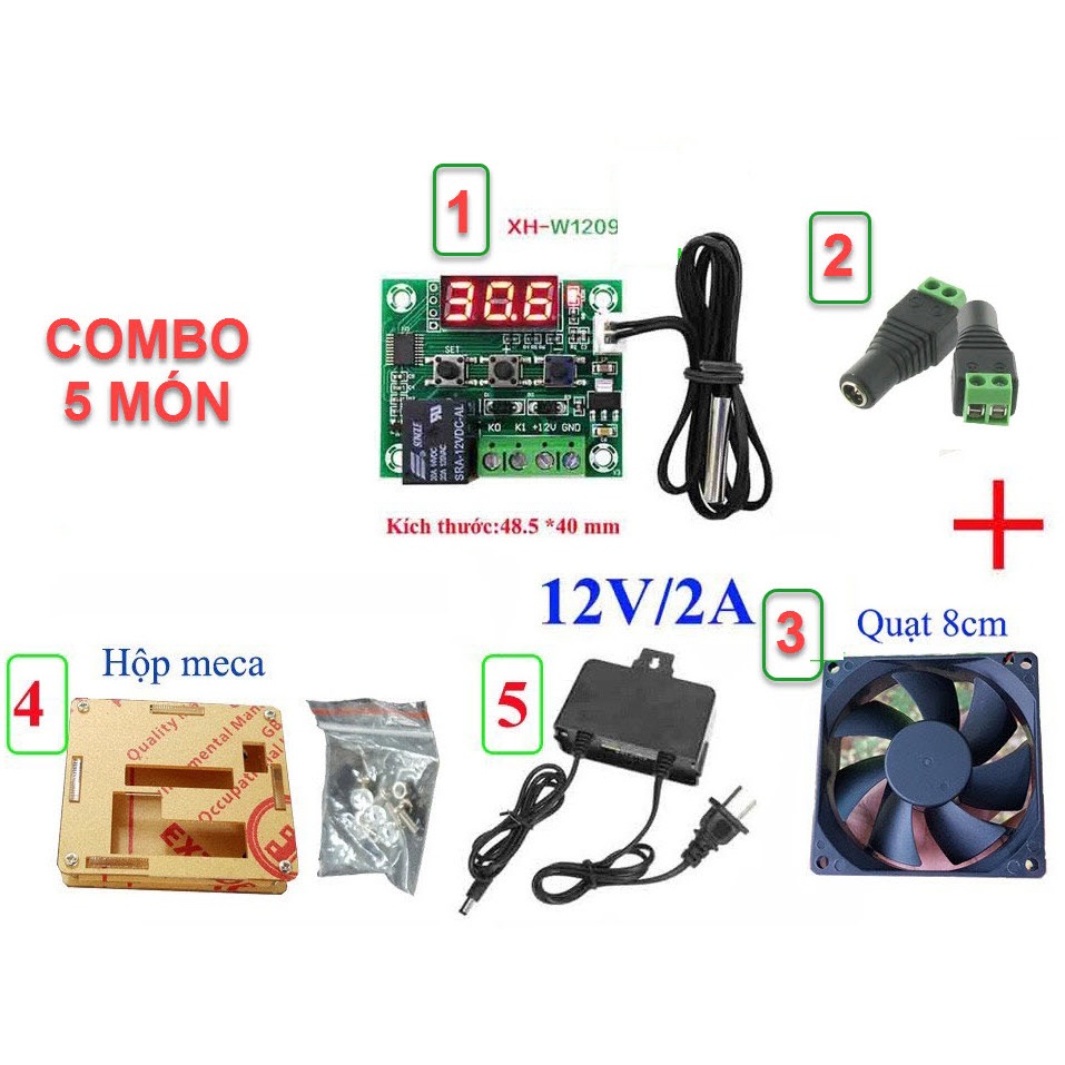 Mạch Cảm Biến Kiểm Soát Nhiệt Độ Ấp Trứng W1209 Relay 12VDC XH-W1209