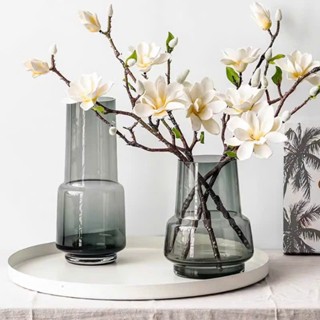 Lọ hoa thủy tinh dáng trụ cao cổ độc đáo, mới lạ, bay bổng 2 size decor nhiều không gian